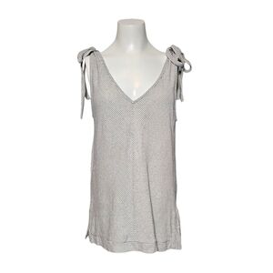 Lucky Brand Tank Top Stripe Deep V-neck Relaxed Fit Faux Tie-Strap sz M